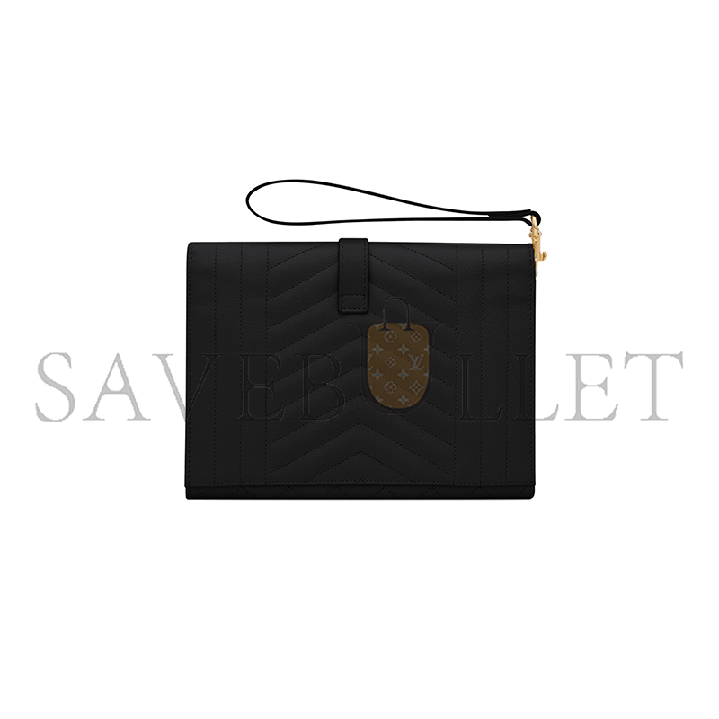 YSL ENVELOPE FLAP POUCH IN MIX MATELASSÉ GRAIN DE POUDRE LEATHER 651030BOW911000 (21*16*3cm)
